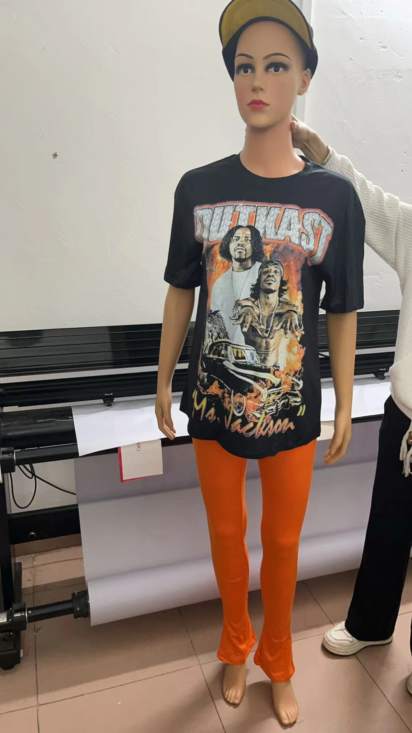 Women's Printed Short Sleeve Round Neck Two Piece Pants Set 6