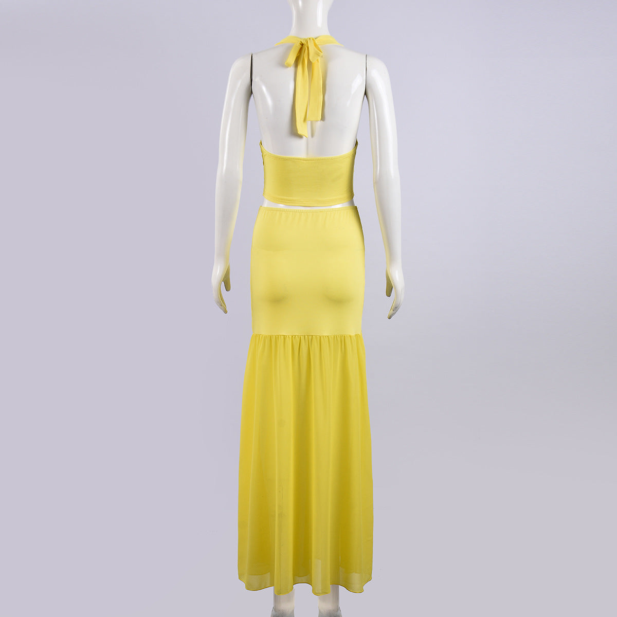 Women sexy cutout sexy top patchwork skirt two-piece set 7