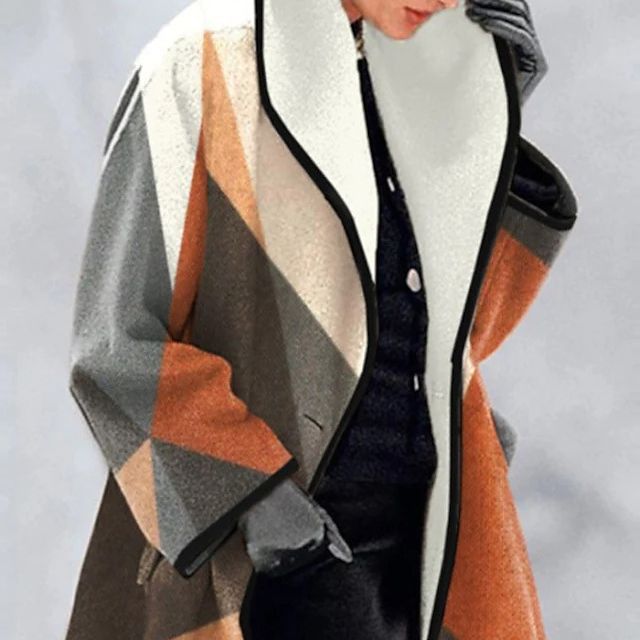 Plus Size Women Turndown Collar Loose Coat 8