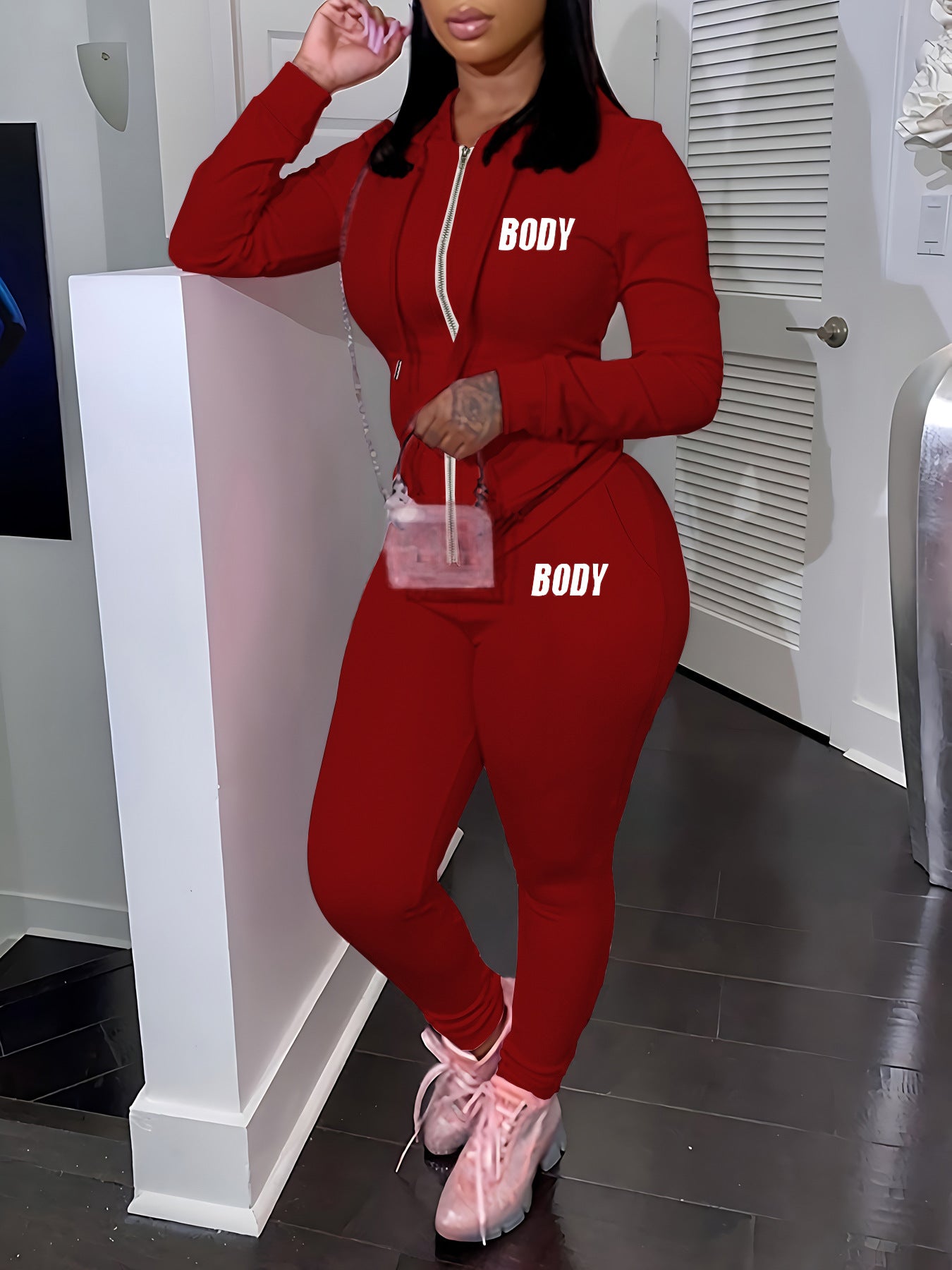 Women Letter print Casual Hoodies And Pants Sports Two Piece Set 6