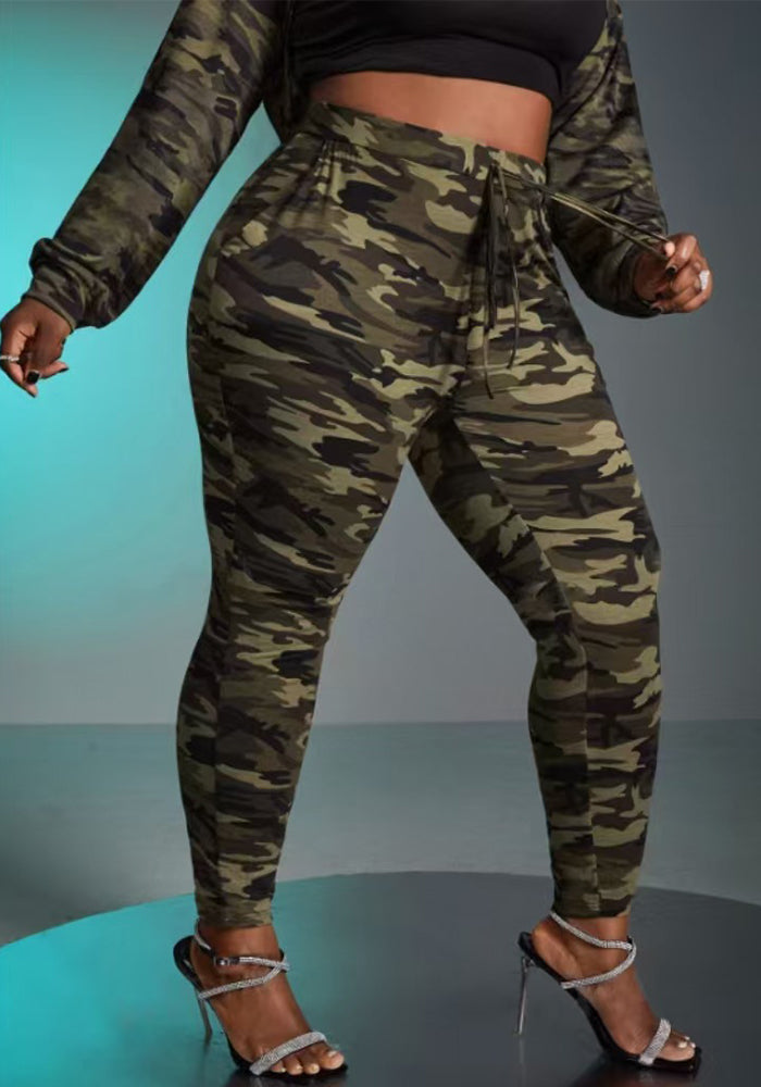 Women Casual Fashion Camouflage Print Plus Size Trousers