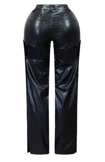 Autumn And Winter Fashion Sexy High Waist Slim Fit Straight Casual Leather Pants 7