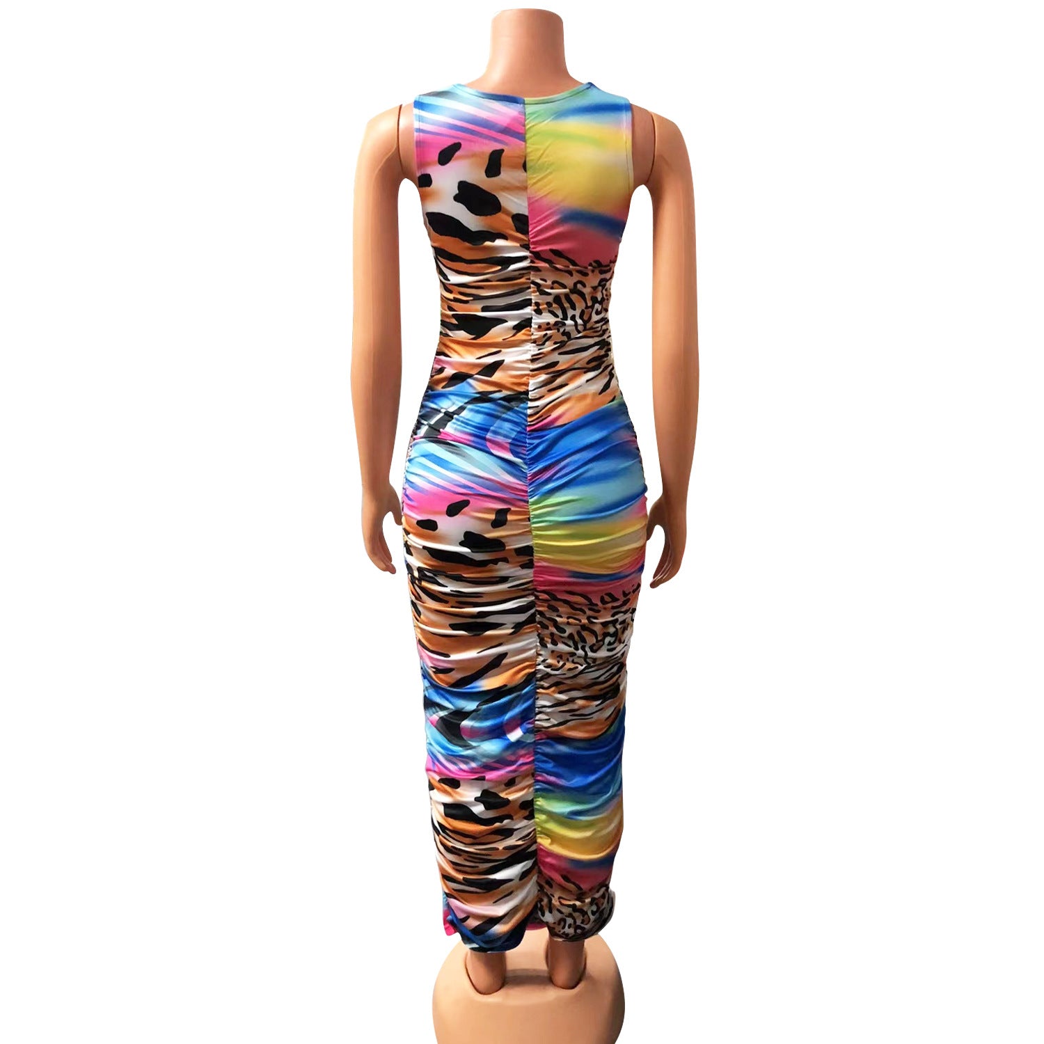 Autumn And Winter Women's Sexy Tight Fitting Printed Sleeveless Long Dress For Women 10