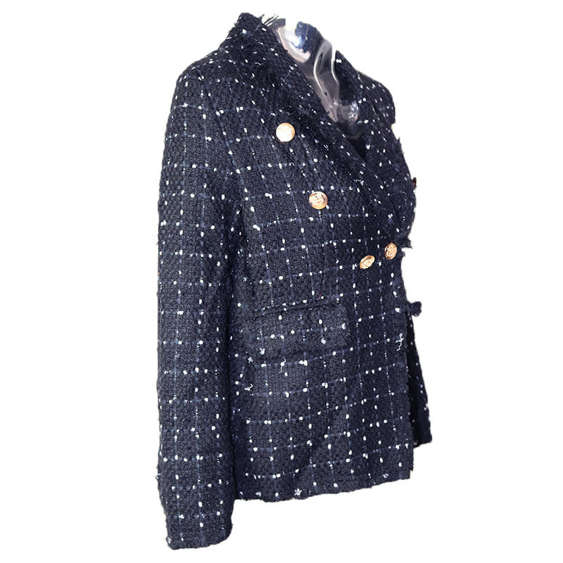 Women Autumn and Winter Turndown Collar Double-Breasted Blazer 13