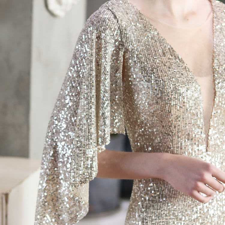 Autumn Formal Sequins Silver O-Neck Mermaid Evening Dress 6