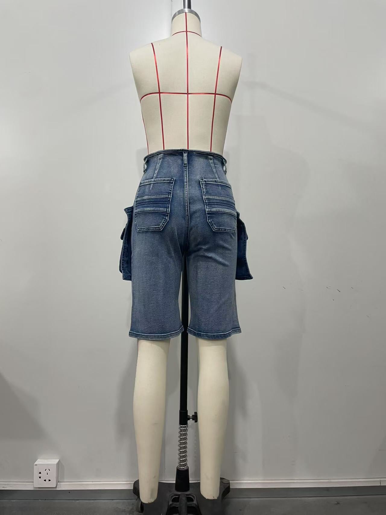 Summer Retro Cargo Denim Shorts 12