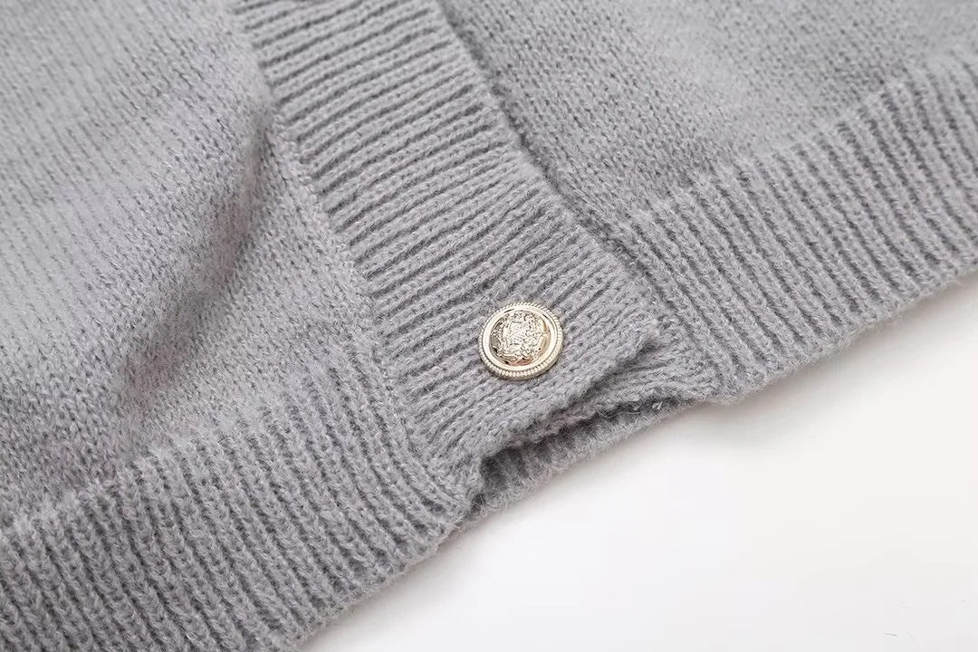 Women's Furry Patchwork Long Sleeve Button Knitting Cardigan 30