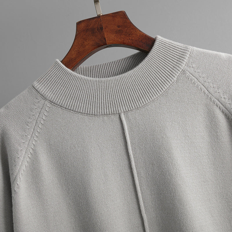 Women autumn and winter loose solid sweater and slit wide-leg pants two-piece set 20