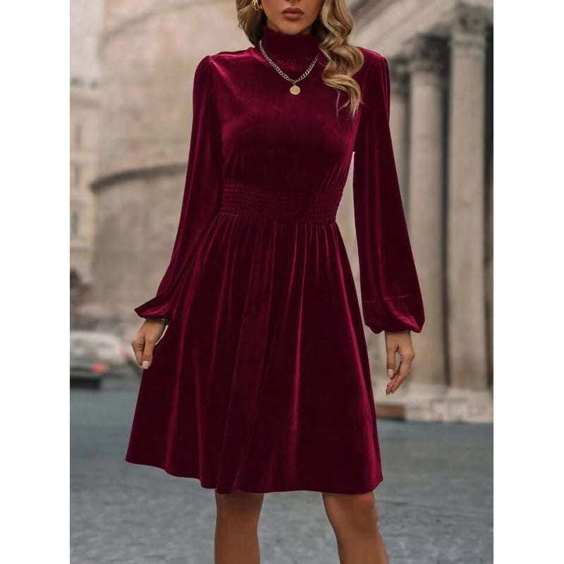 Women Velvet Long Sleeve Dress 8