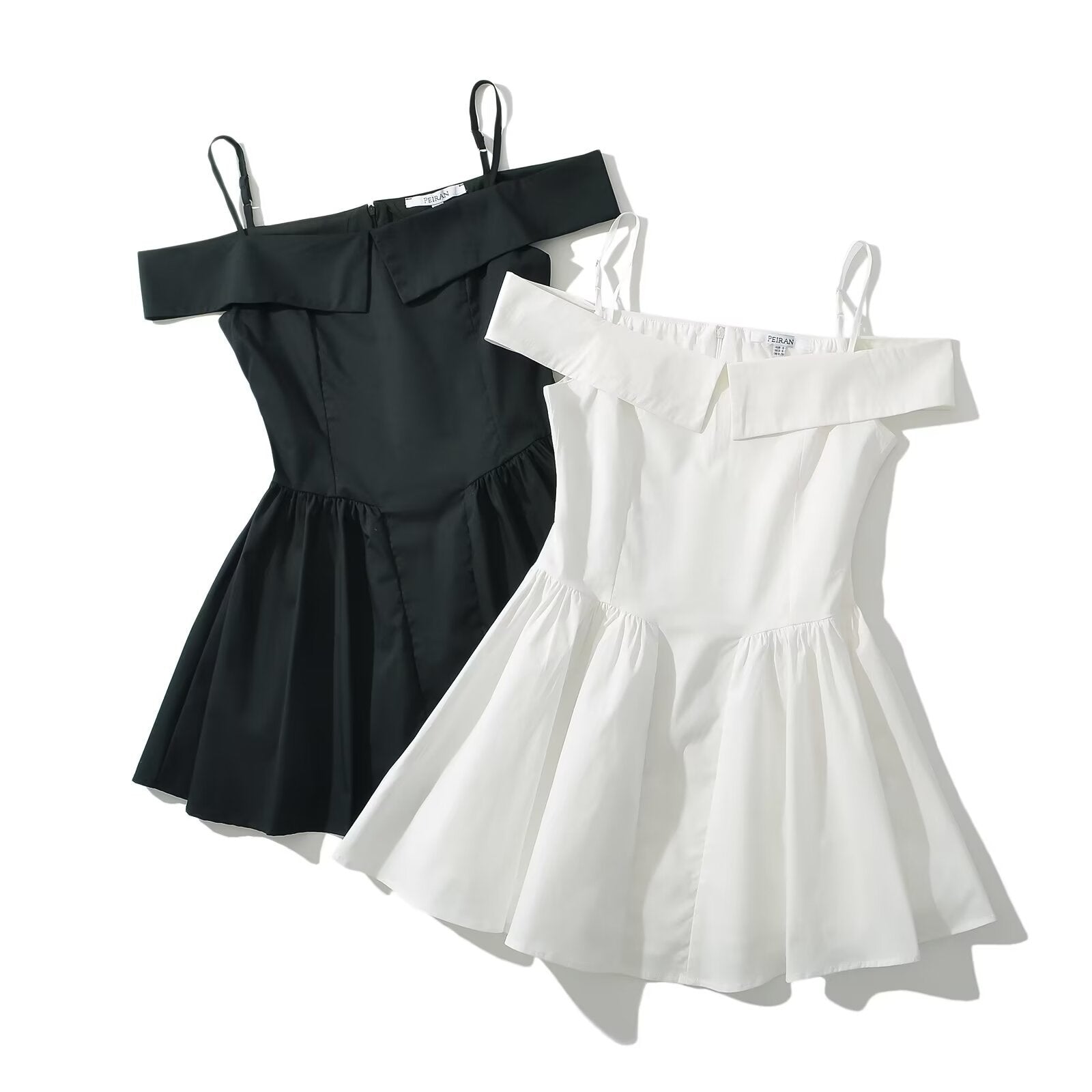 Winter Off Shoulder Slim Waist Solid Color Sexy Short Dress 10