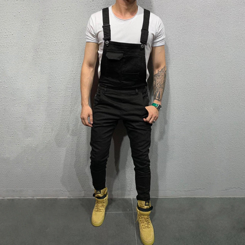 Trendy Men Suspender Denim Rompers Denim Trousers Trendy Overalls Jumpsuit 11