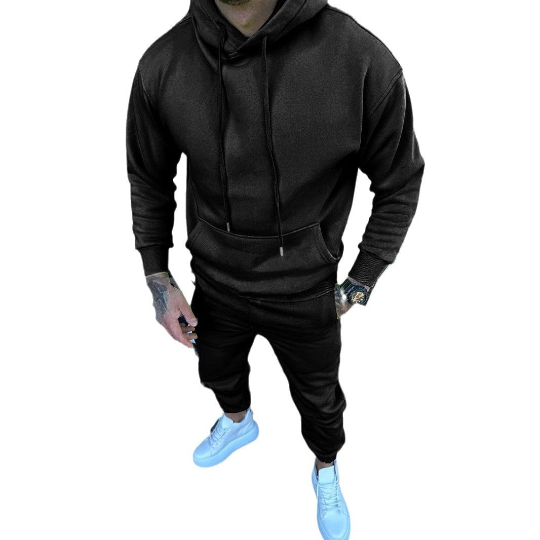 Men's Sports Casual Solid Hoodies and PantTwo Piece Set 11