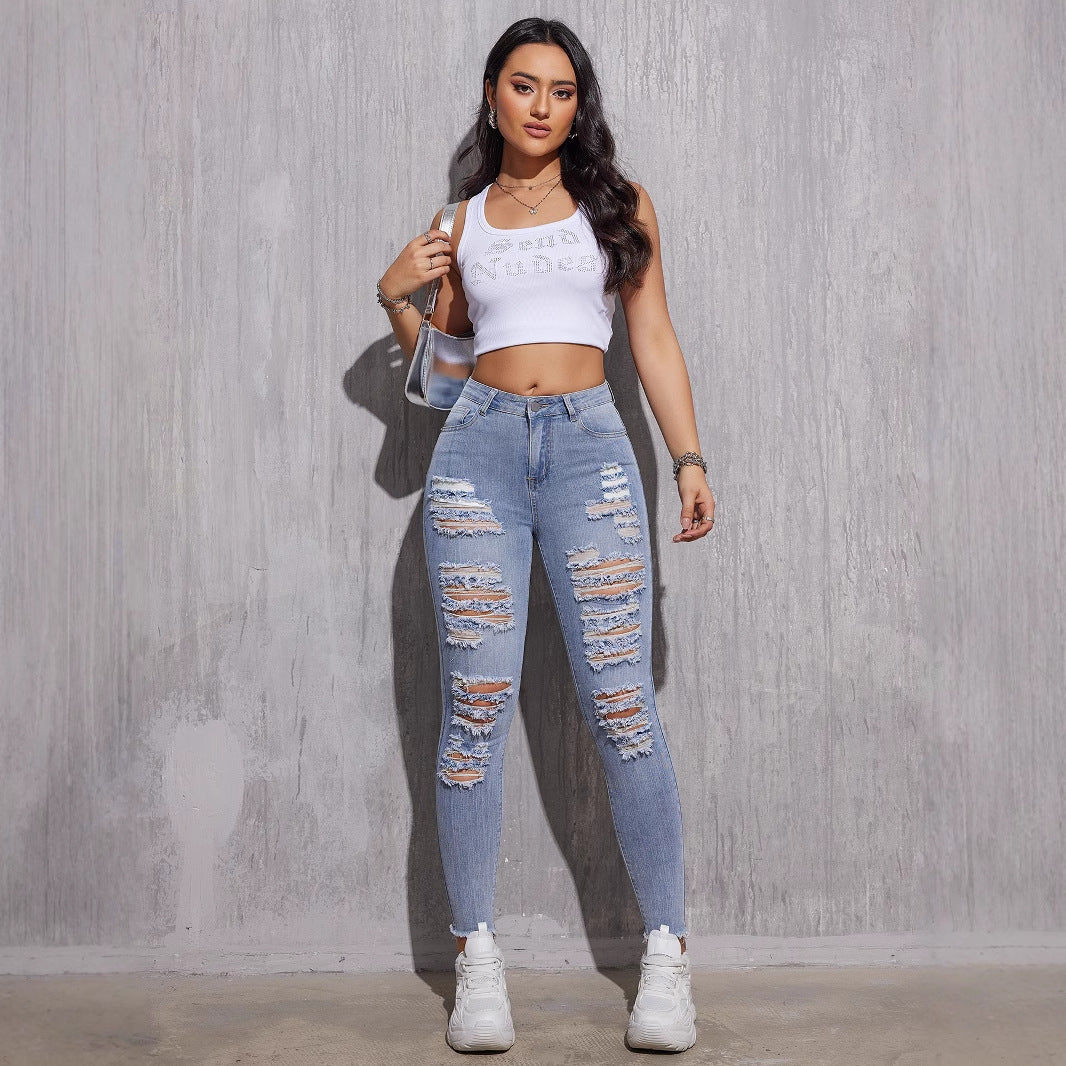 Women Ripped Denim trousers 4