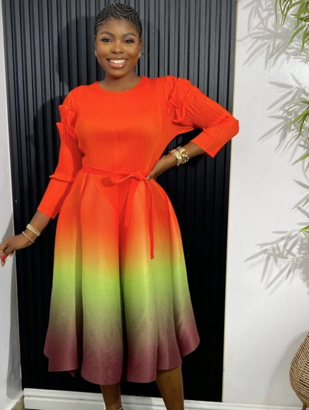 spring and summer women's fashion gradient loose Plus Size elegant dress 3