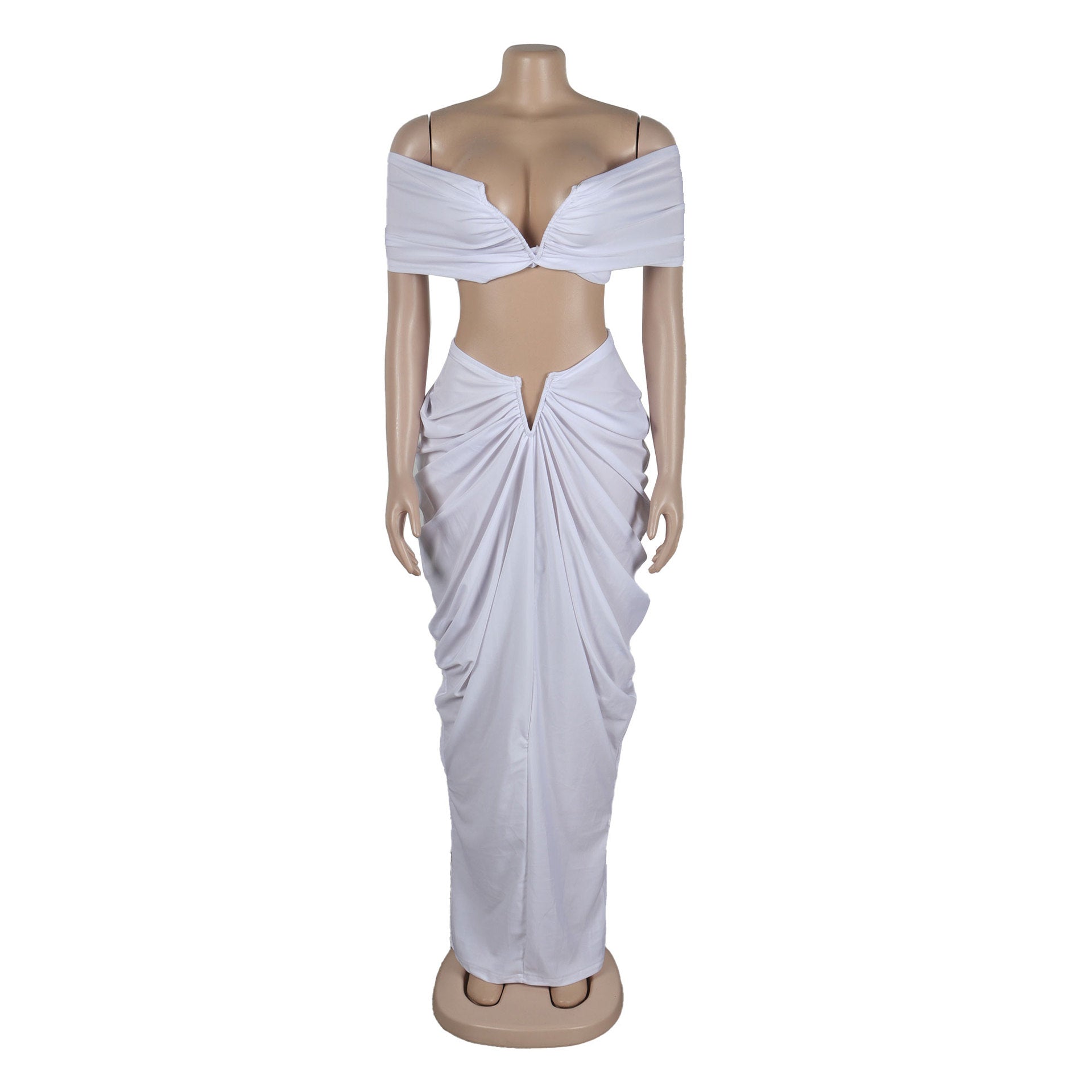 Women Sexy Sleeveless Strapless Crop Top and pleated Skirt two-piece set 22