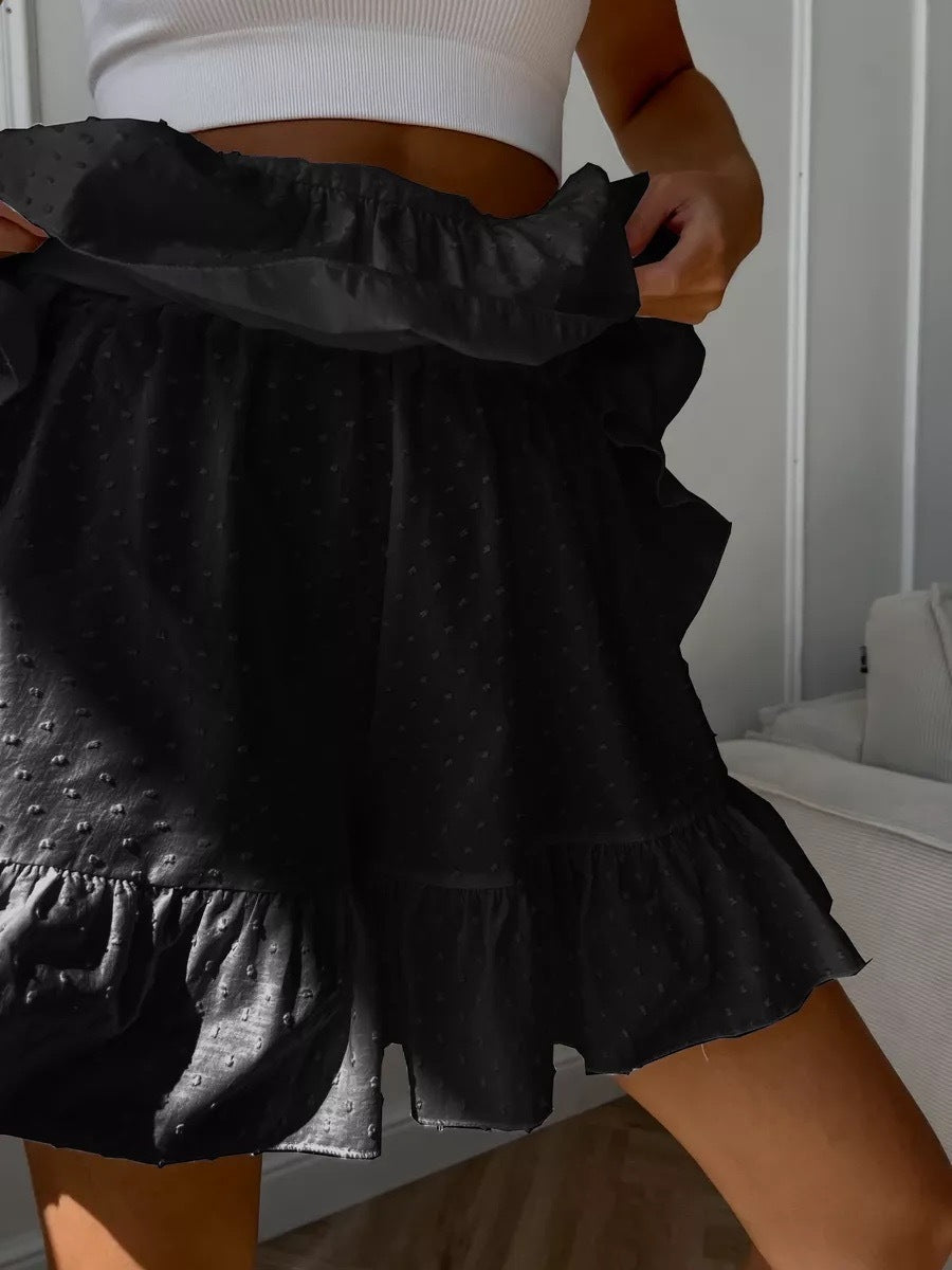 Spring Summer Women's Clothing Solid Color High Waist Sexy Cascading Ruffles Shorts 8