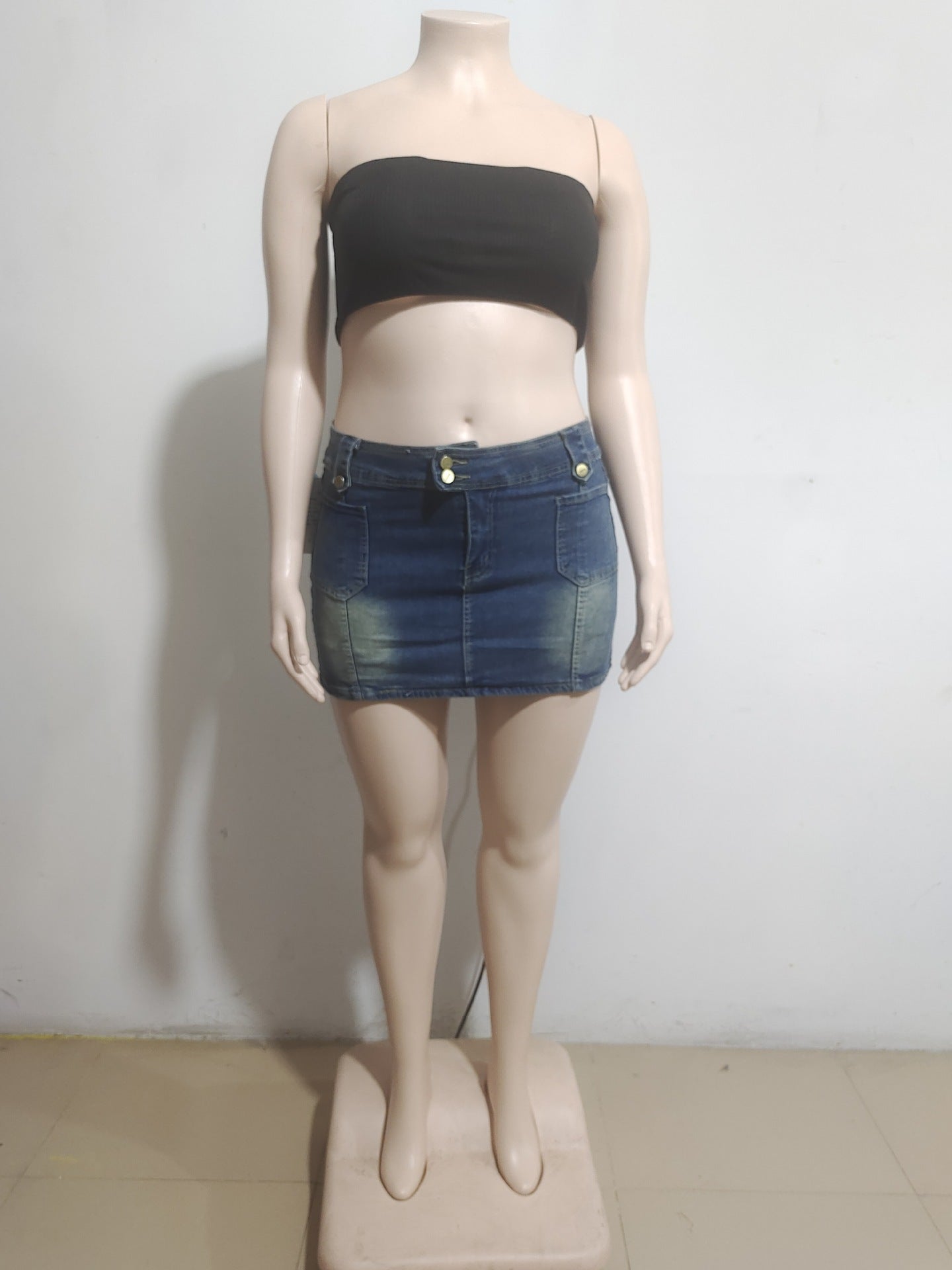 Women Sexy Retro Washed Bodycon Denim Skirt 5