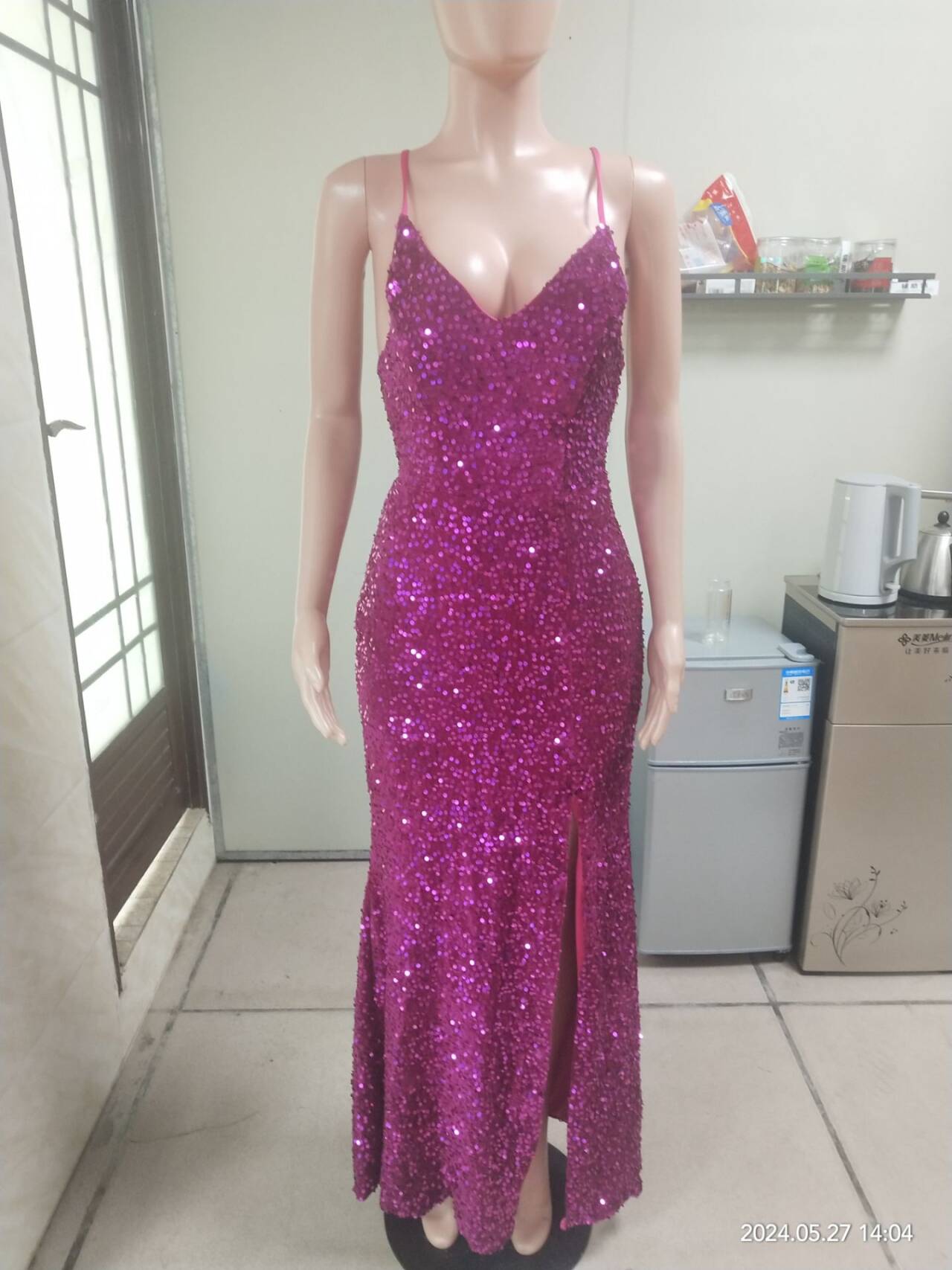 Sleeveless Backless Strap Red Deep V-Neck Sequin Dress（Processing time need 3-6 days） 24