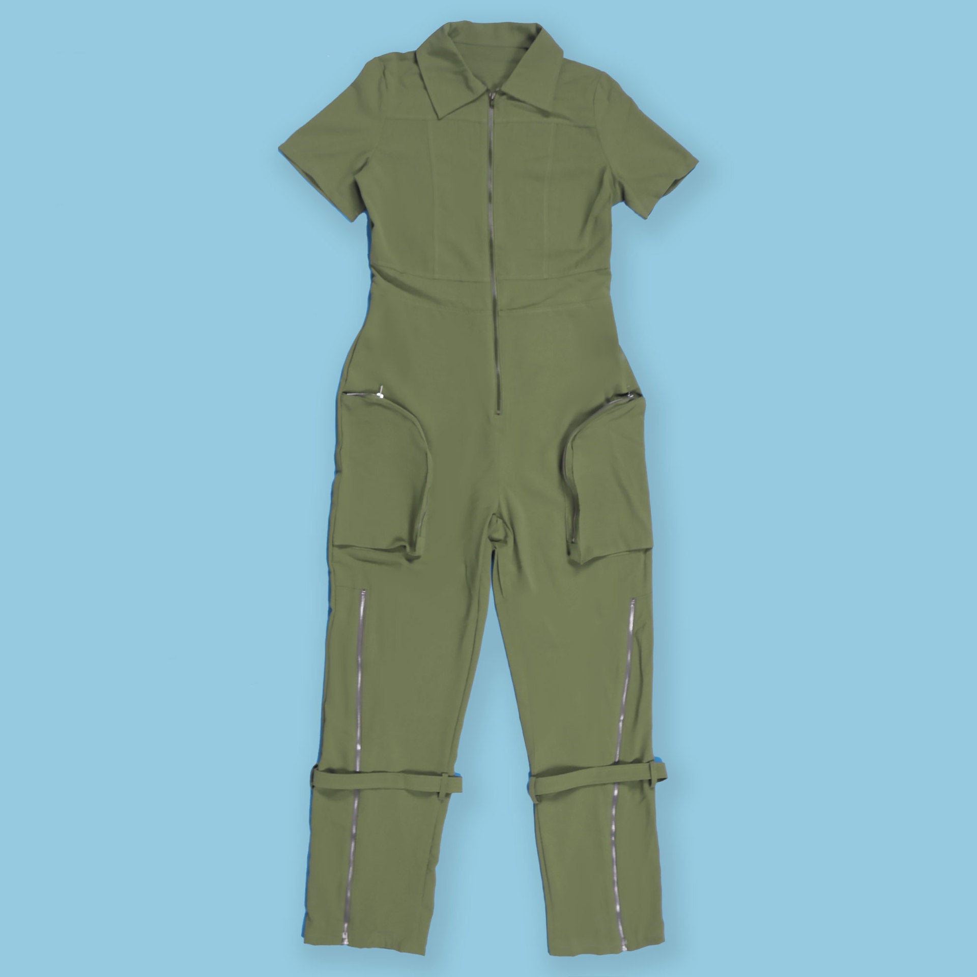 Women Sexy Summer Zipper Pocket Jumpsuit 29