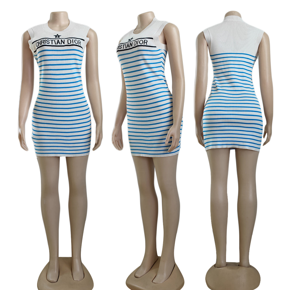 Women's Summer Sleeveless Letter Knit Sweater Dress 3