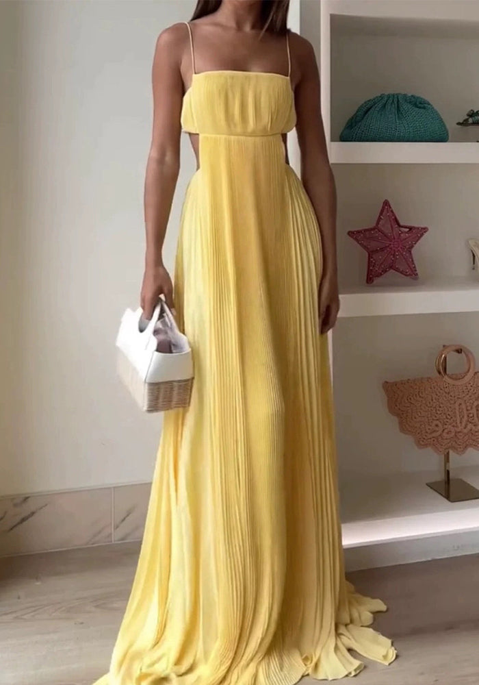 Summer Strap Open Waist Slim Fit Maxi Dress