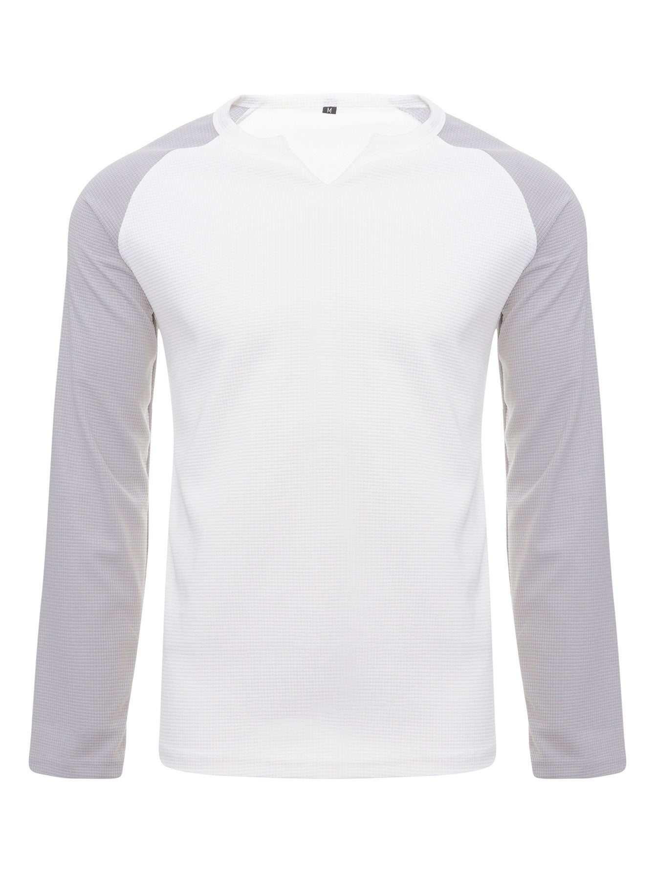 Men's Long Sleeve Color Block Waffle Basic T-Shirt 17