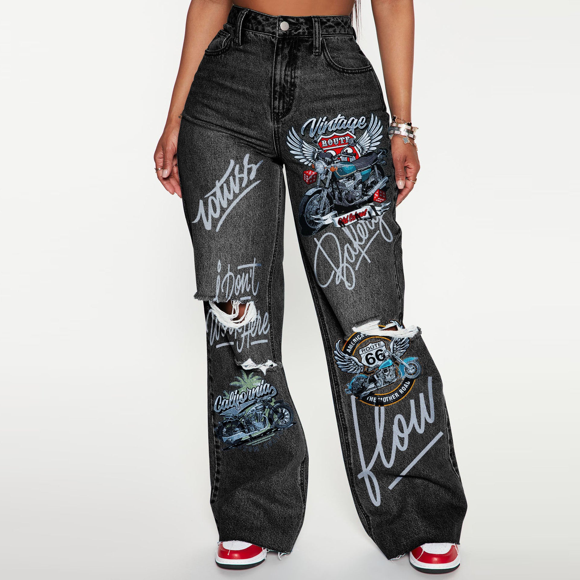 Women Ripped Jeans Denim Pants 4