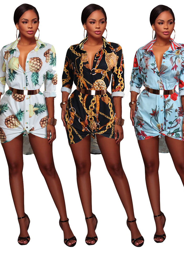 Fashionable Print Casual Women's Shirt Dress
