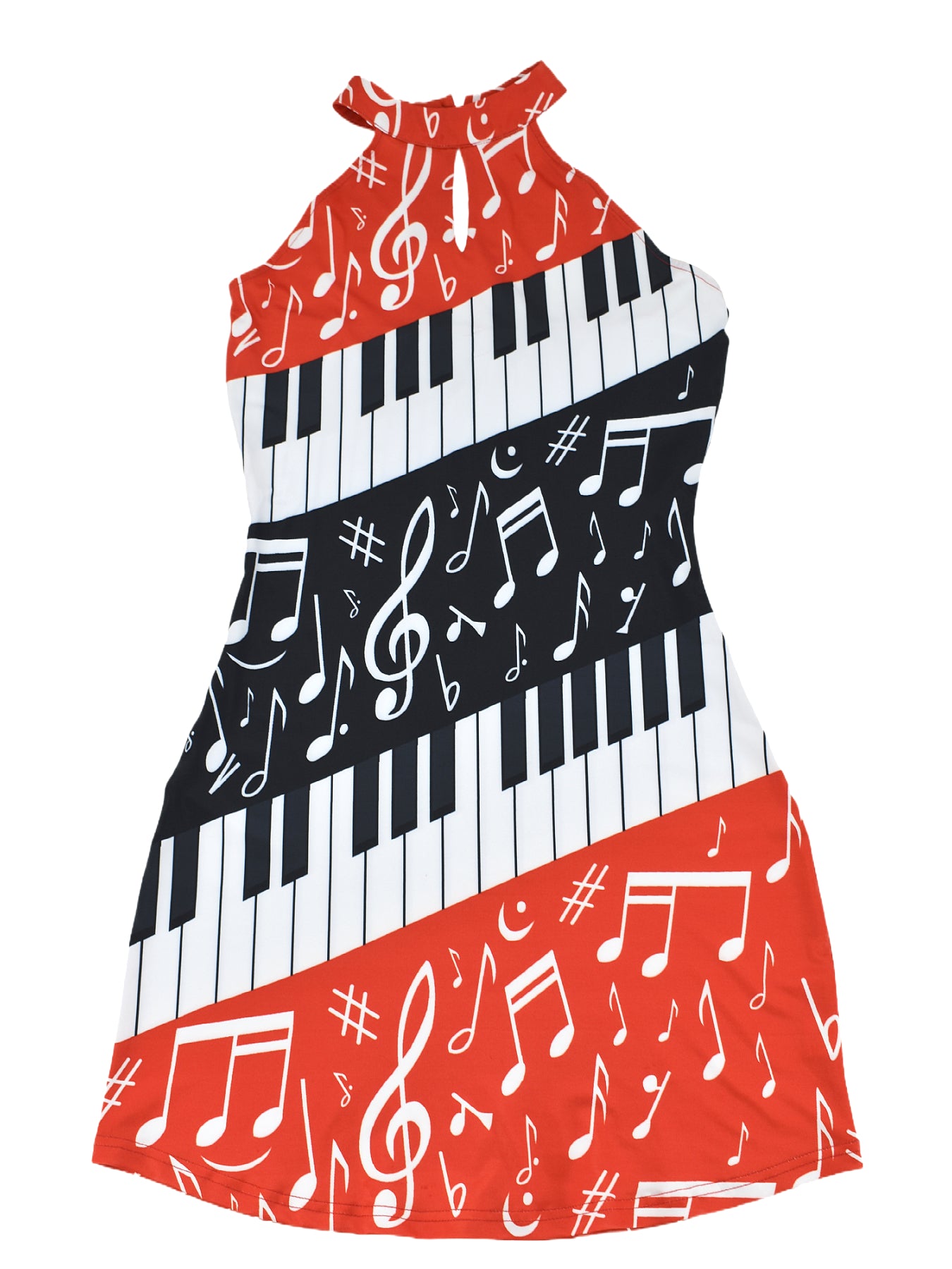 Fashion Piano Print Sleeveless Casual Dress 4