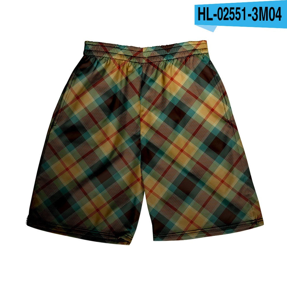 Men's Spring/Summer Hawaiian Casual Plaid Shorts 20