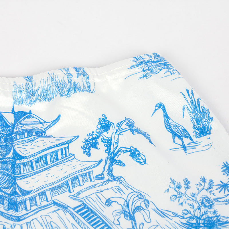 Summer Sleeveless Printed Strapless Top Slim Fit Bodycon Skirt Women's Set 17