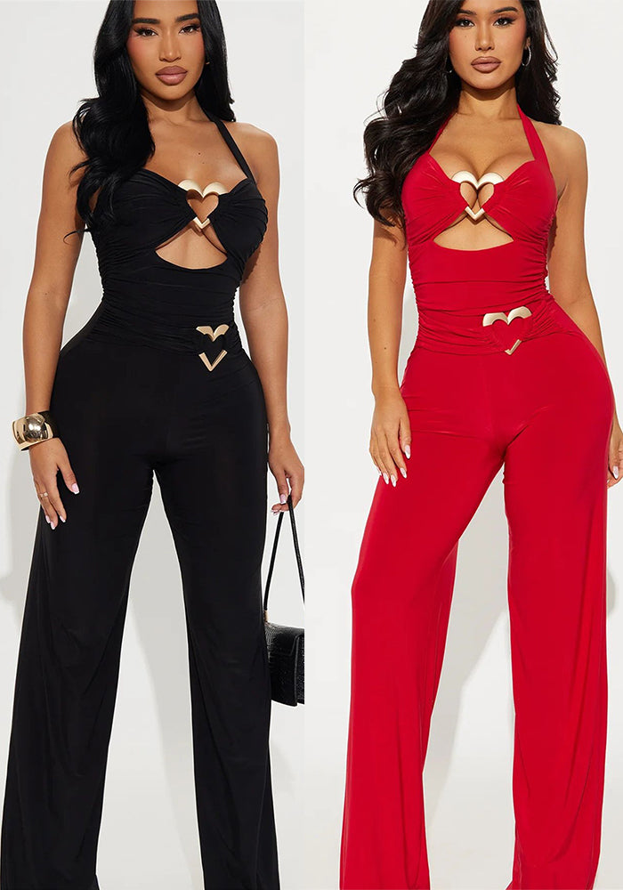Women summer Halter Neck sleeveless Strapless sexy Jumpsuit