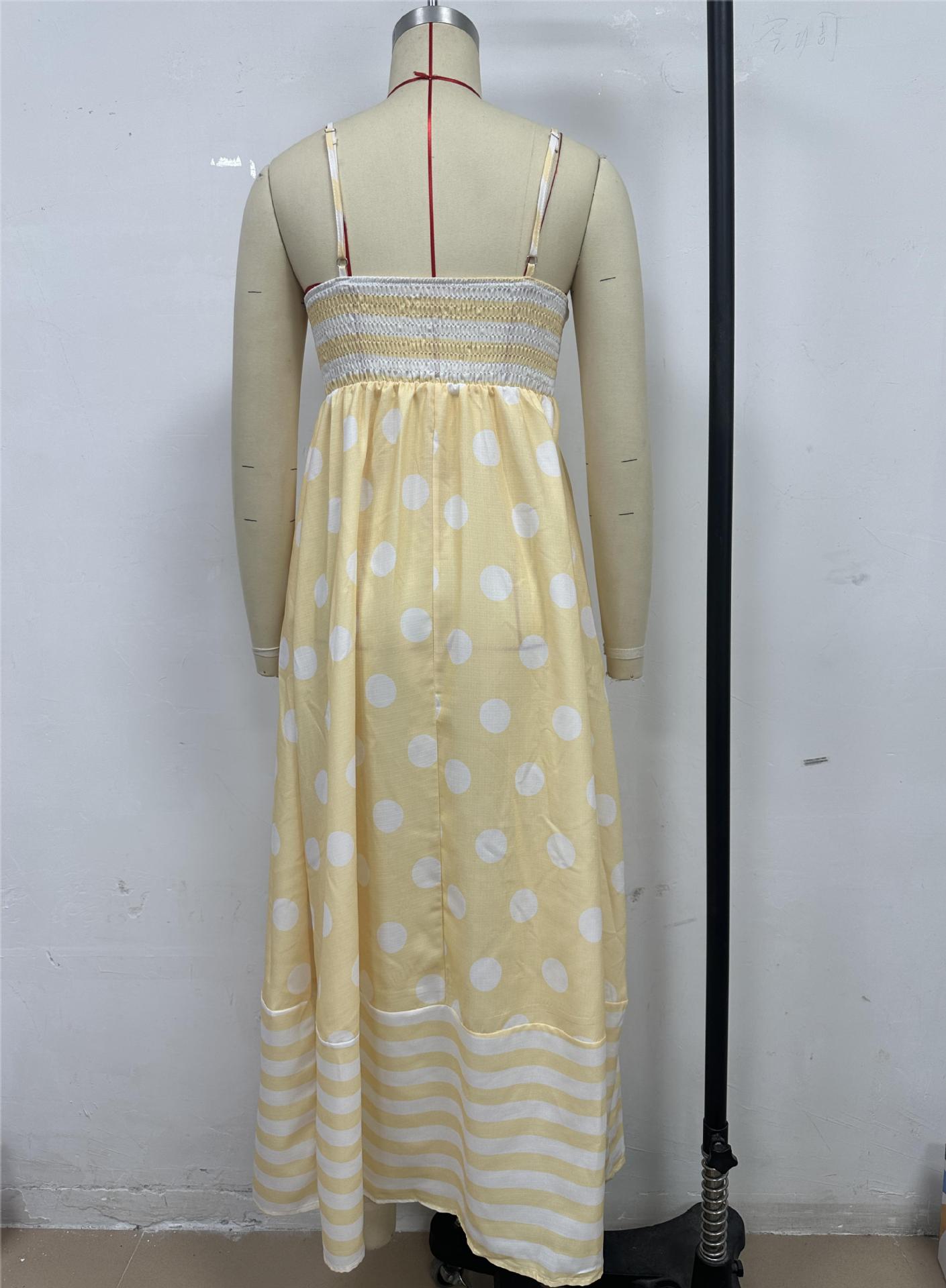 Summer Fashion Print Low Back Strap Sexy High Waist Long Dress 7