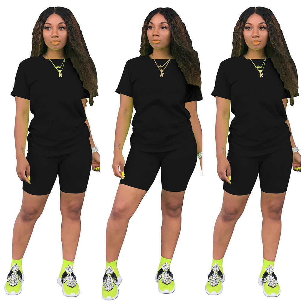 Solid color sports Casual two-piece Shorts Set 30