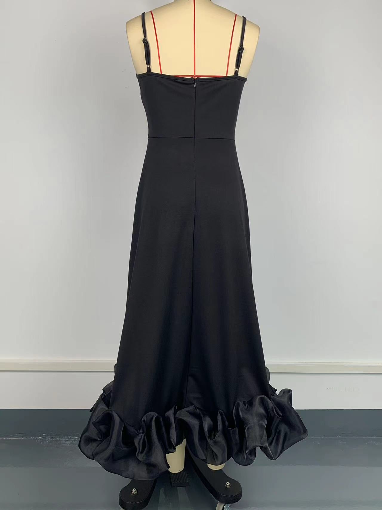 Women's Fashion Sexy Strap Solid Color Ball Long  Evening Dress 8