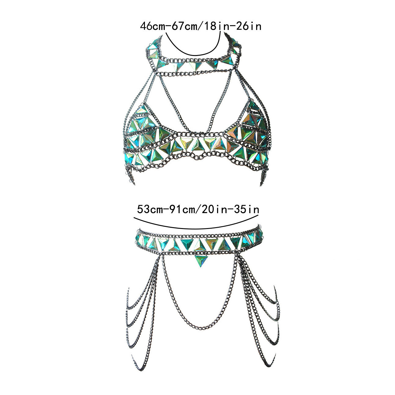 Summer Bra Chain Green Acrylic Sexy Accessories Bra Belt Suit Body Chain Jewelry 11