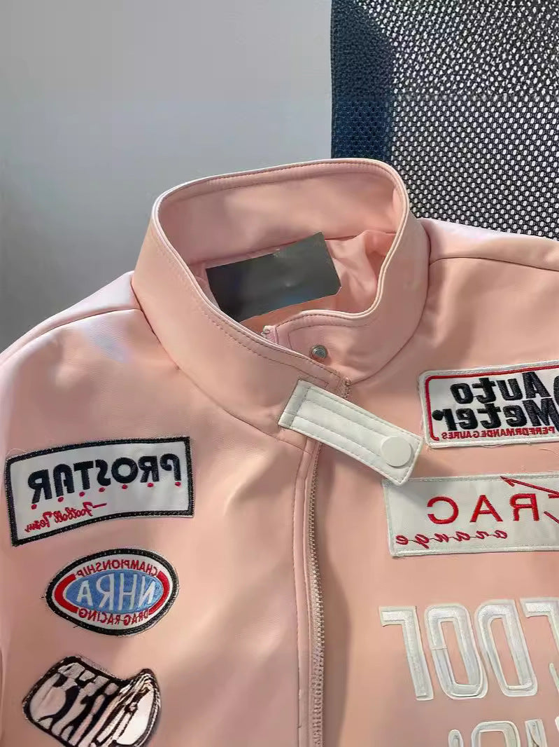 Embroidery Baseball Leather Jacket Men And Women Autumn And Winter Loose Handsome Coat 4