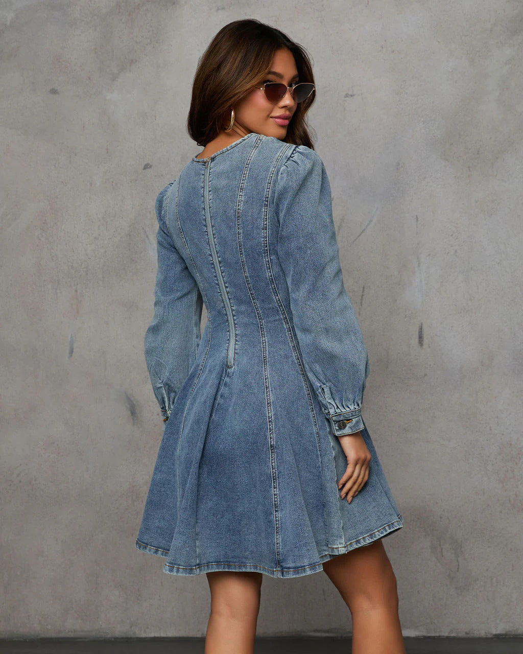 Women autumn denim long-sleeved dress 7