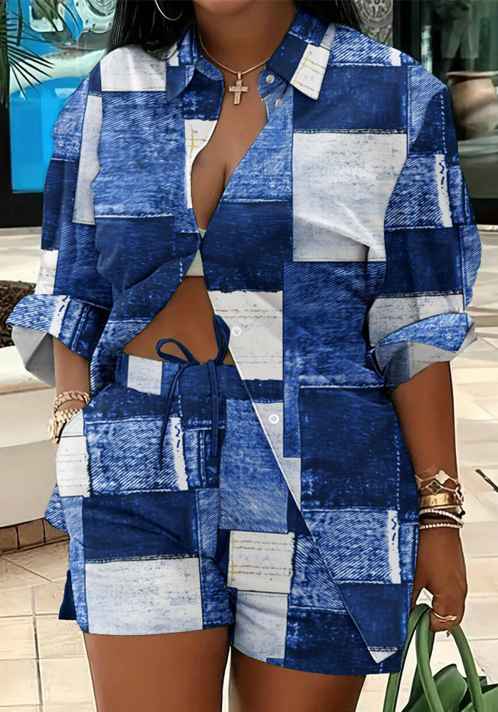 Women's Fashion Print Chic Career Two-Piece Set 23