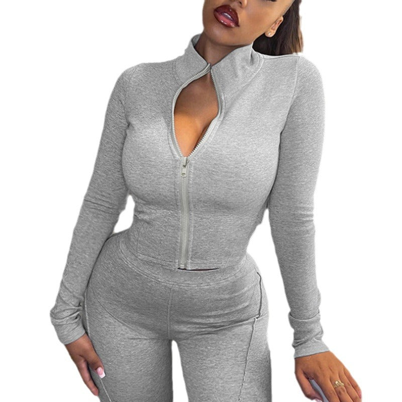 Women autumn casual top and solid Pants two-piece set 6