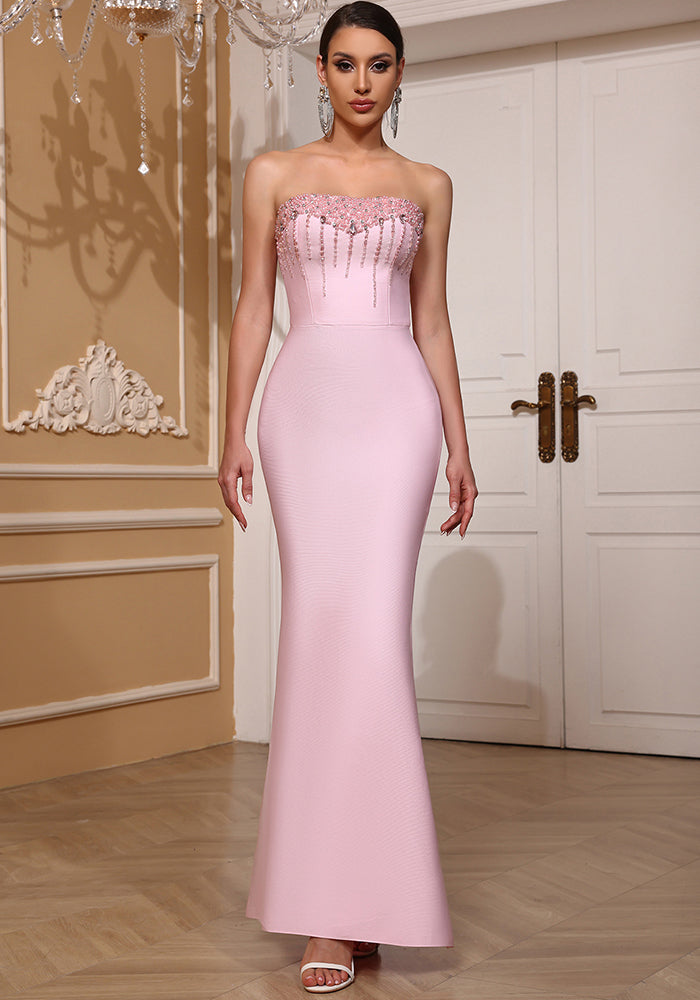 Women Strapless Fishtail Bandage Dress