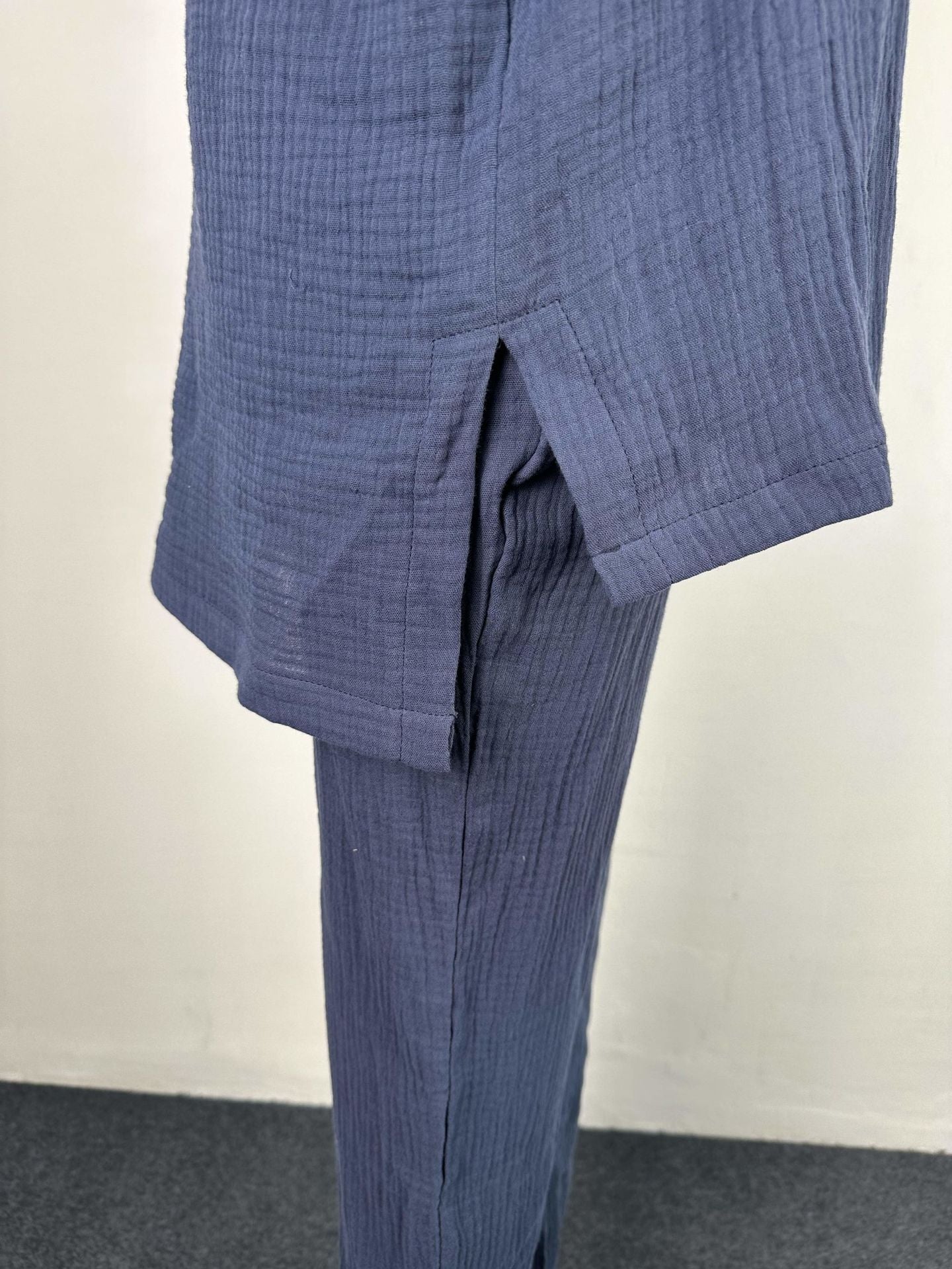 Plus Size Women's Double Crepe Oversized Turndown Collar Long Sleeve Set 21