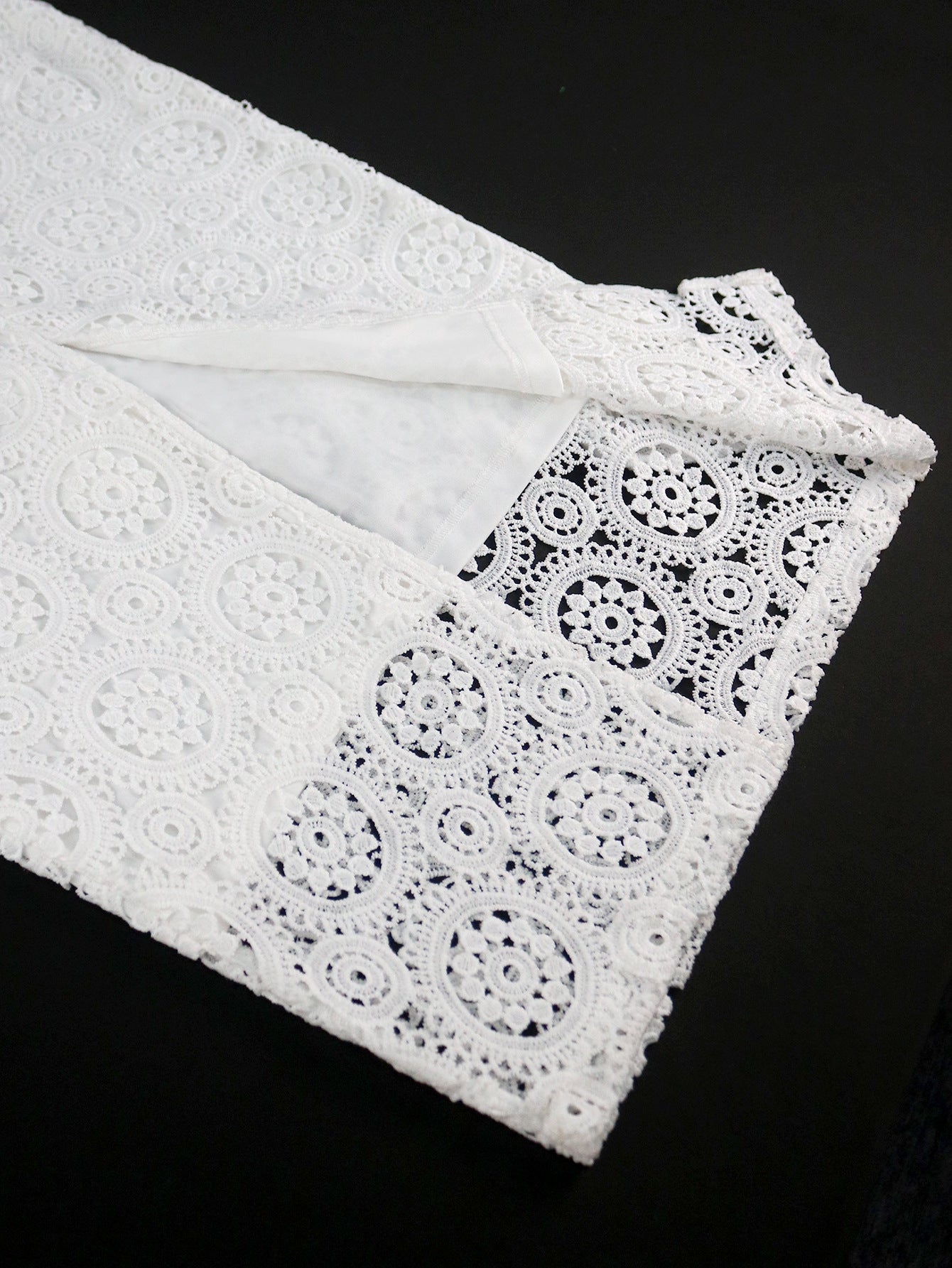 Lace Lantern Sleeve Elegant Ruffle Lace Party  Dress 10