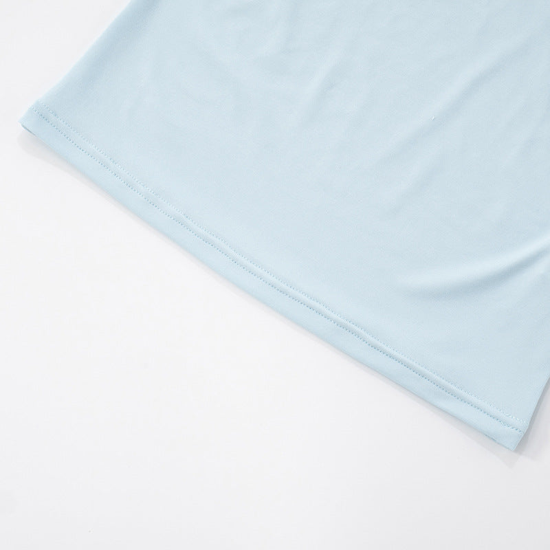 Women summer sexy Solid Round Neck short-sleeved T-shirt Top and shorts two-piece set 19