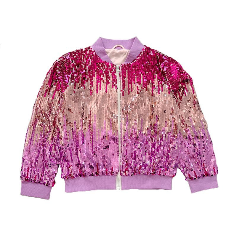 Children's Clothing Sequin Multi-Color Contrast Color Trendy Jacket 4