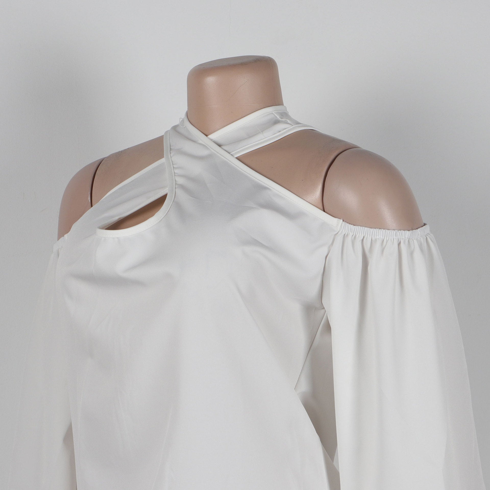 Women Solid Hollow Shoulder Crossover Dress 18