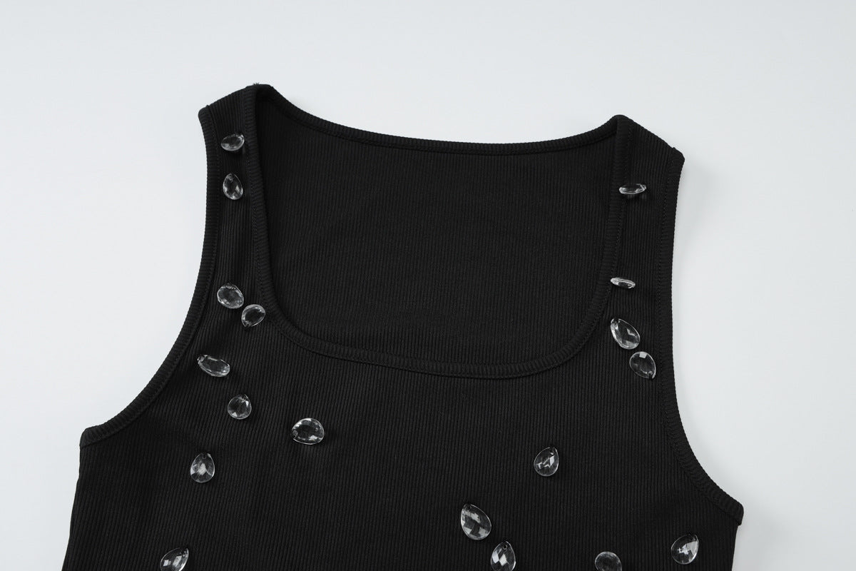 Women's summer fashion Style slim Slim Fit Beaded Sleeveless Bodycon Dress 21