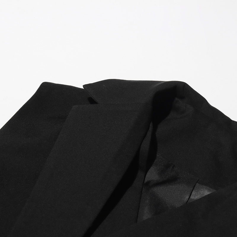 Patchwork Cross Tie Vest Solid Color Sleeveless Blazer for Women 9