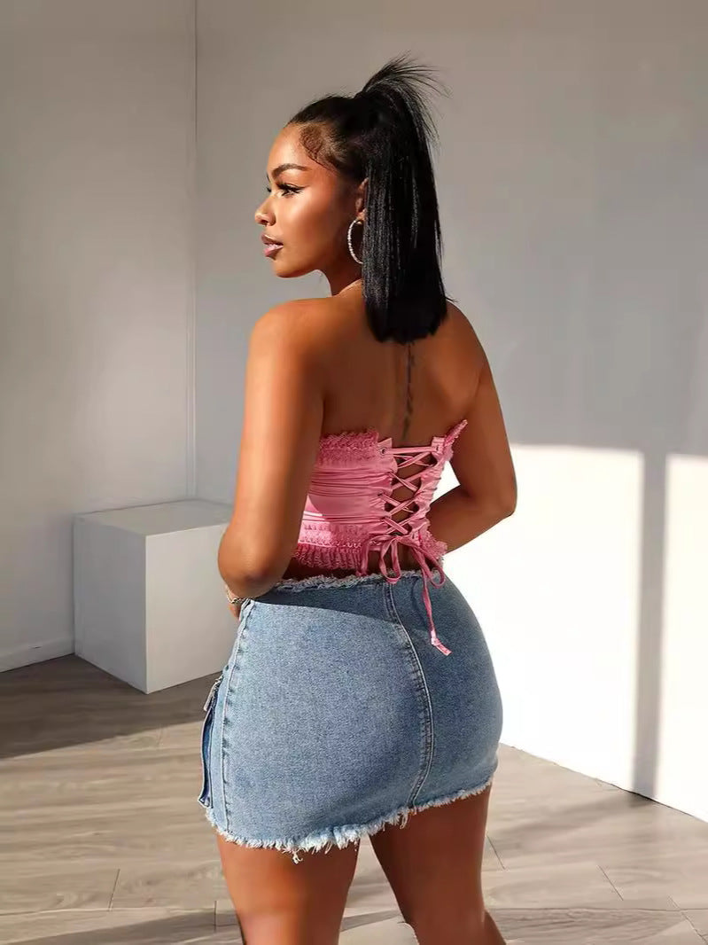 Women Casual Sexy Stretch Denim Skirt 3