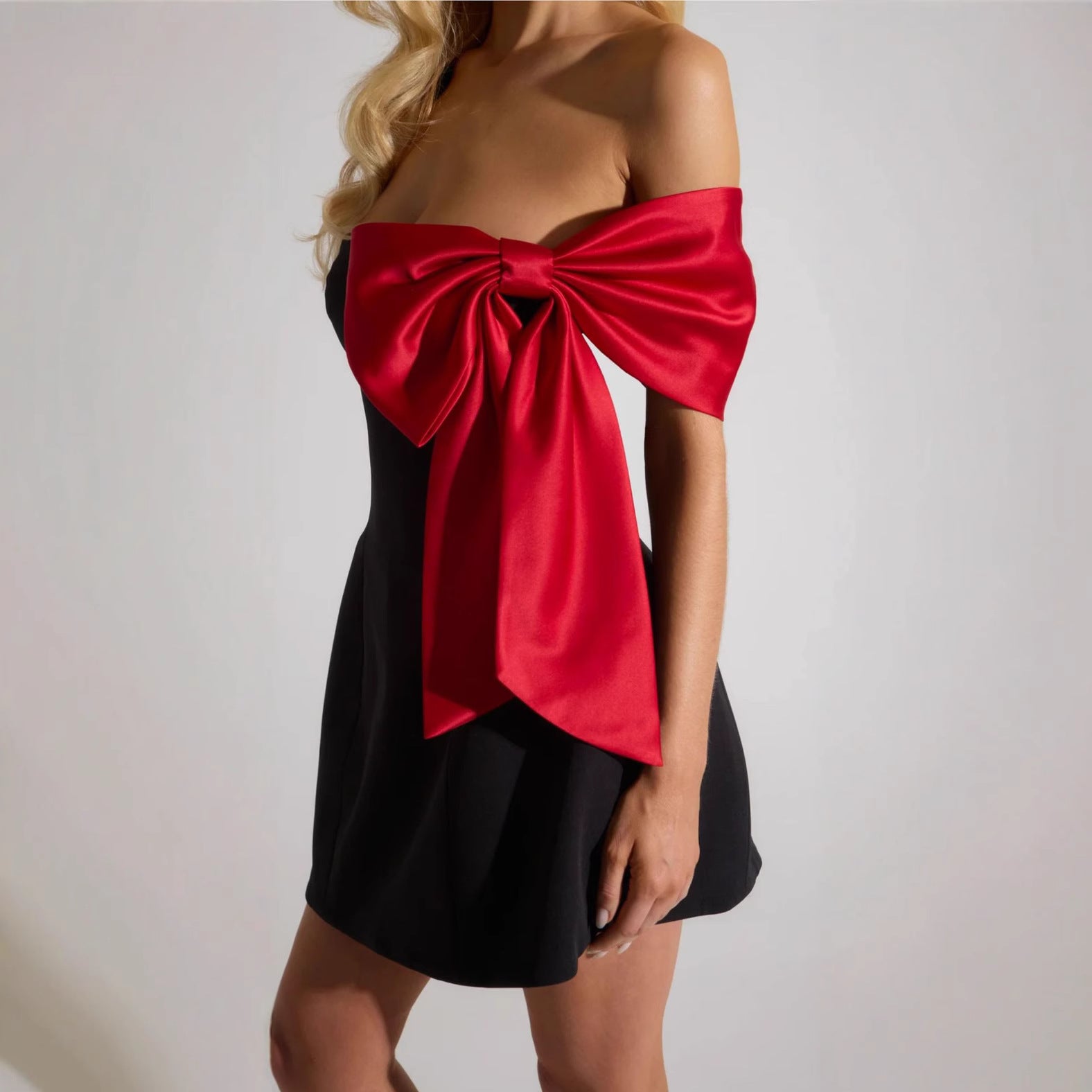Spring Summer Women's Clothing Off Shoulder Sexy Bow Dress 5